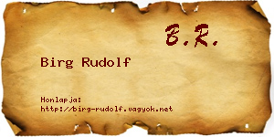 Birg Rudolf névjegykártya